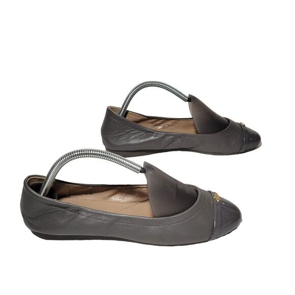 Cole Haan Elsie Ballet Flat Shoes Womens 8B Patent Cap Toe Gray Soft Leather - Picture 6 of 14
